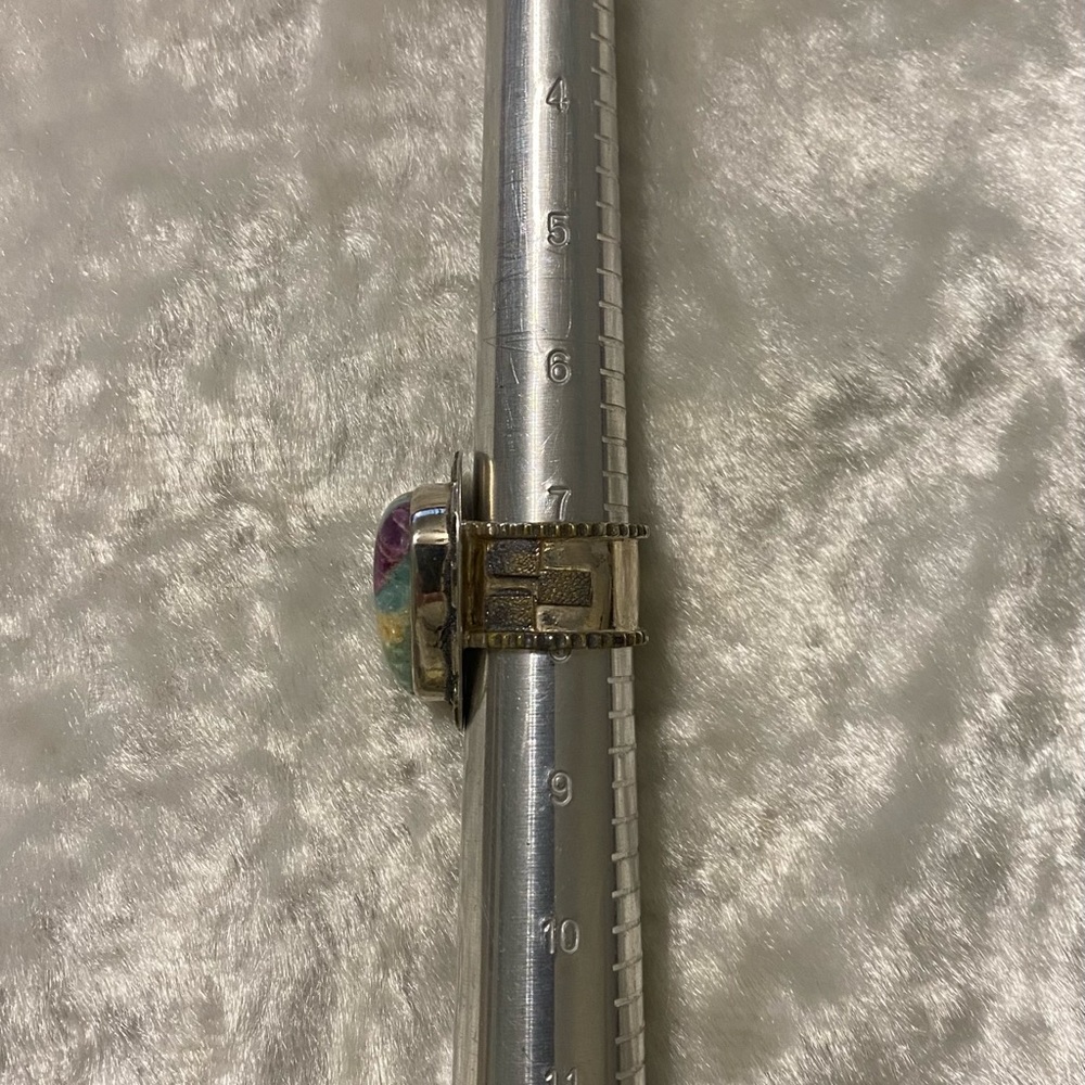 Vtg 925 Ruby Fuchsite Statement Ring - image 5